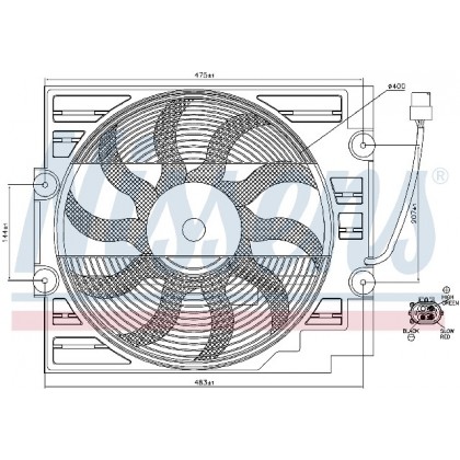 Вентилятор кондиционера BMW E39 M52 M54 09.98- (3х контактный разъем)