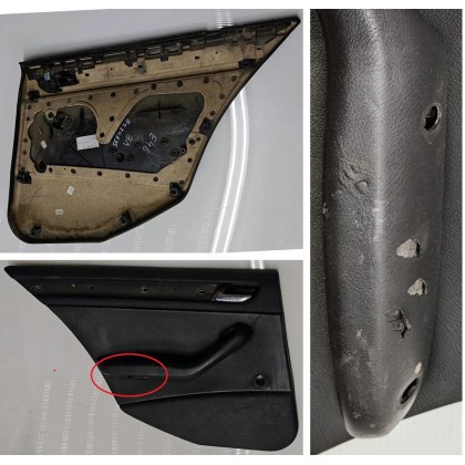 Обшивка двери BMW E46 ЗЛ черная кожа /дефект/ б/у