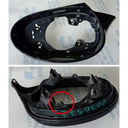 Рамка зеркала заднего вида BMW E82 E87 E90 П глянцевый черный /дефект/б/у